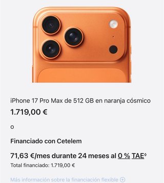 iPhone 17 Pro Max 512GB Naranja