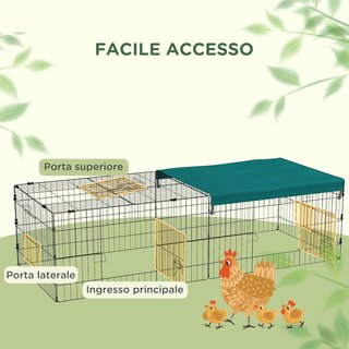 Jaula para Conejos de Exterior e Interior con Techo, Recinto para Animales Pequeños, Chinchillas, Gallinas, 185X75X50Cm, Verde
