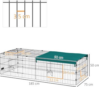 Jaula para Conejos de Exterior e Interior con Techo, Recinto para Animales Pequeños, Chinchillas, Gallinas, 185X75X50Cm, Verde