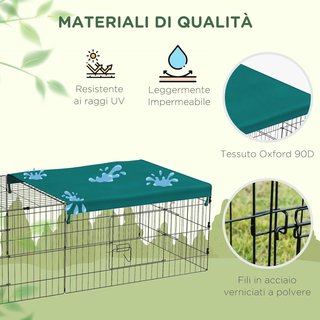 Jaula para Conejos de Exterior e Interior con Techo, Recinto para Animales Pequeños, Chinchillas, Gallinas, 185X75X50Cm, Verde