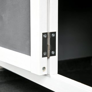 Conejera Exterior para 2 Conejos en Madera de Abeto y Techo de Betún con Bandeja Extraíble y Área de Carrera Compartida, 110X60X104 Cm, Gris y Blanco