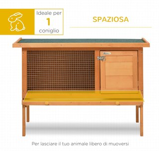 Jaula para Conejos Casa de Exterior de Madera de Abeto, 90X45X65Cm