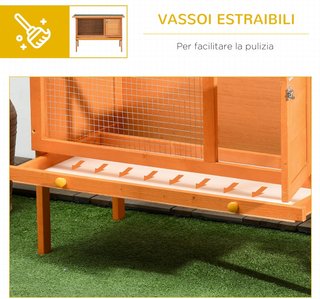 Jaula para Conejos Casa de Exterior de Madera de Abeto, 90X45X65Cm