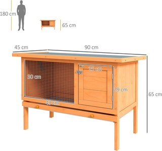 Jaula para Conejos Casa de Exterior de Madera de Abeto, 90X45X65Cm