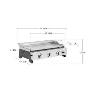 Barbacoa Gas 3 Quemadores con Plancha