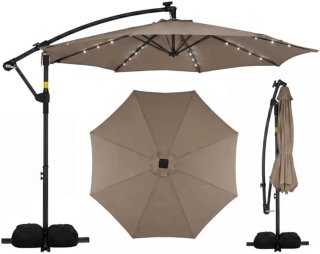 Sombrilla de terraza con leds color beige. NUEVA