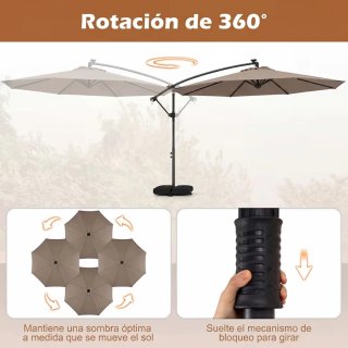 Sombrilla de terraza con leds color beige. NUEVA