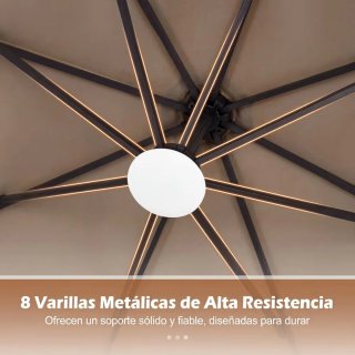 Sombrilla de terraza con leds color beige. NUEVA