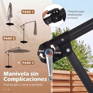 Sombrilla de terraza con leds color beige. NUEVA