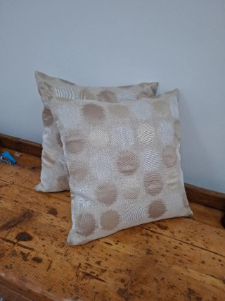 2 Fundas Cojín 40x40cm Beige y dorado