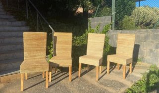 Conjunto 4 sillas yute y madera