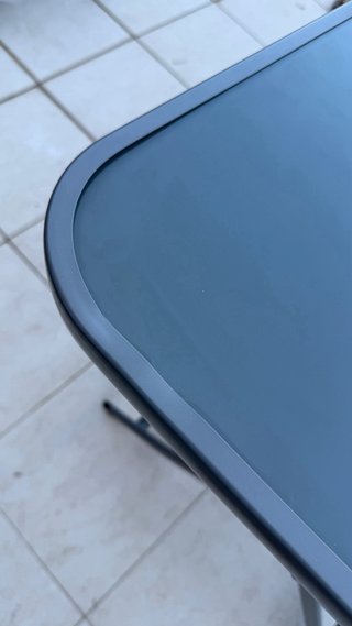 Mesa plegable cristal y metal gris