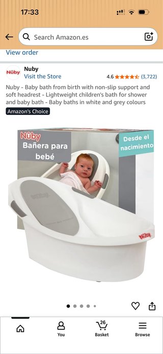 Bañera bebé Nuby con soporte antideslizante