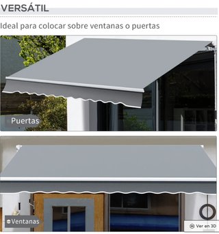 Toldo Retráctil Gris 3x2.5m Manual