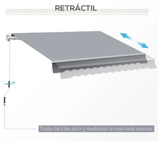 Toldo Retráctil Gris 3x2.5m Manual