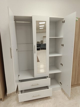 Armario 3 puertas 2 cajones blanco