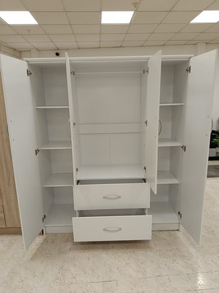 Armario 3 puertas 2 cajones blanco