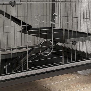 Jaula para Animales Pequeños con 6 Entradas a Niveles Múltiples con Hamaca, Jaula para Roedores, Hurones, Chinchillas de Metal y PP, 80X52X159 Cm, Plata y Gris
