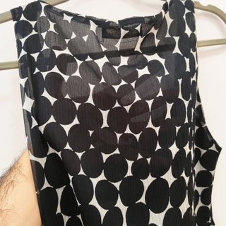 Mesange abito smanicato estivo chiffon pois nero L