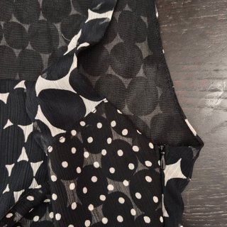Mesange abito smanicato estivo chiffon pois nero L