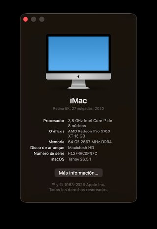 iMac Retina 5K 27 64GB RAM 2020