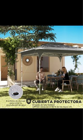 Carpa plegable 3x3 beige y blanco