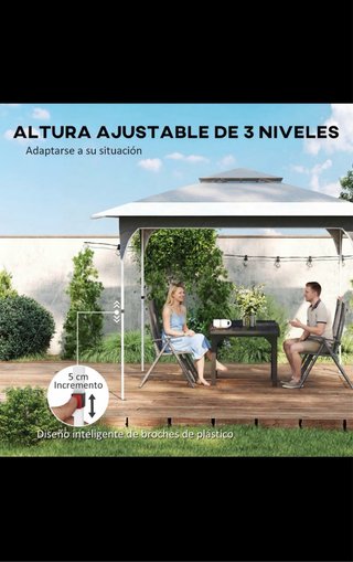 Carpa plegable 3x3 beige y blanco