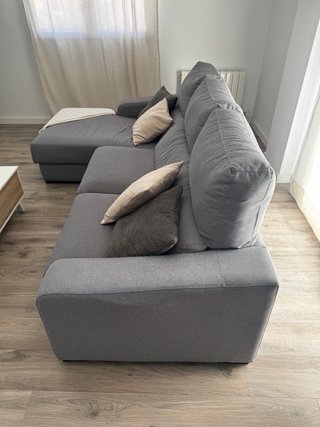 Sofá chaise longue gris claro 3 plazas