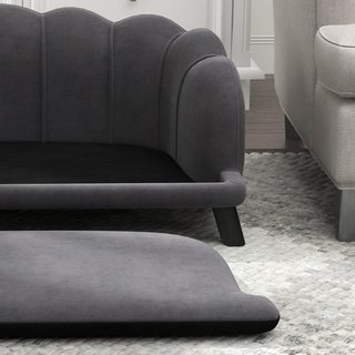 Sofá Acolchado para Perros de Tamaño Mediano-Grande Máx. 25Kg con Tapizado Suave, Desmontable y Lavable, Gris
