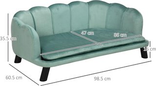 Sofá para Perros Tamaño Mediano-Grande Máx. 32Kg Con Tapizado Verde Desmontable y Lavable