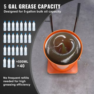 Bomba de Grasa, 5 Galones 20L, Bomba de Grasa Operada por Aire con Manguera de Alta Presión de 13 pies y Pistola de Grasa, Bomba de Cubo de Grasa Neumática con Ruedas, Bomba de Grasa de Lubricació...