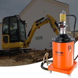 Bomba de Grasa, 5 Galones 20L, Bomba de Grasa Operada por Aire con Manguera de Alta Presión de 13 pies y Pistola de Grasa, Bomba de Cubo de Grasa Neumática con Ruedas, Bomba de Grasa de Lubricació...