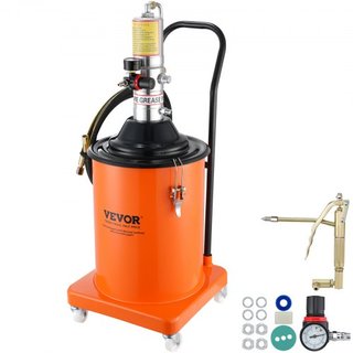 Bomba de Grasa, 5 Galones 20L, Bomba de Grasa Operada por Aire con Manguera de Alta Presión de 13 pies y Pistola de Grasa, Bomba de Cubo de Grasa Neumática con Ruedas, Bomba de Grasa de Lubricació...
