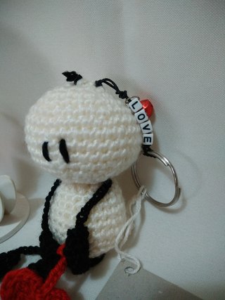 Porta-chaves boneco crochet coração