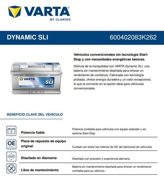 Batería Varta H3 Dynamic SLI 100Ah