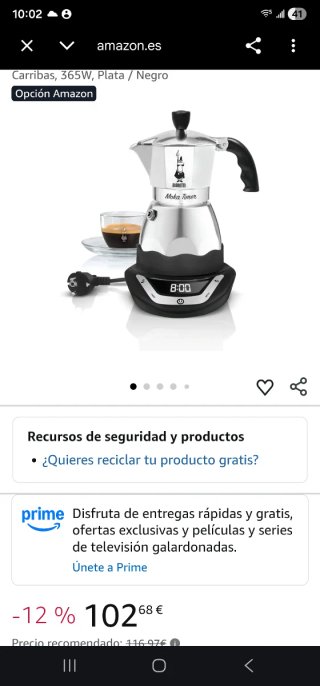 Cafetera Eléctrica Bialetti Moka Timer 365W