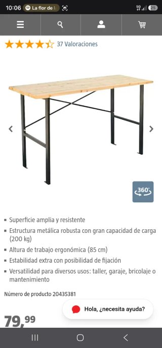 Mesa de trabajo alta