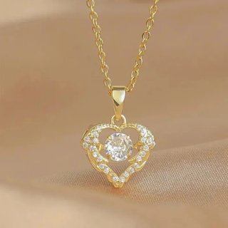 Collana Cuore Oro 18K Acciaio 316L PVD Elegante
