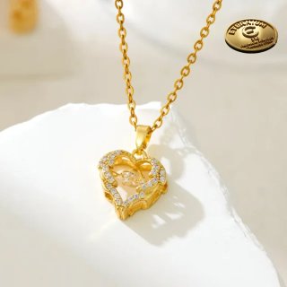 Collana Cuore Oro 18K Acciaio 316L PVD Elegante