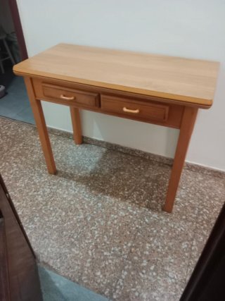 Mesa de madera cocina con 2 cajones