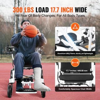 Silla de Ruedas Eléctrica Plegable Inteligente Silla de Poder 300 lbs/136 kg