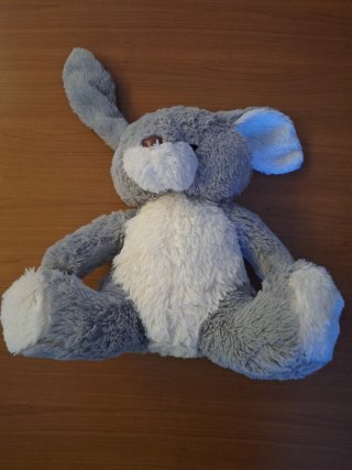 Peluche coniglio bianco e grigio mai usato, nuovo