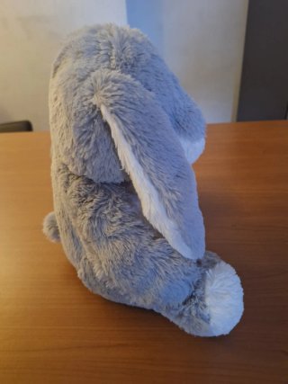 Peluche coniglio bianco e grigio mai usato, nuovo