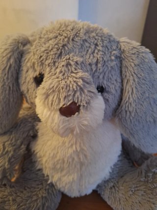 Peluche coniglio bianco e grigio mai usato, nuovo