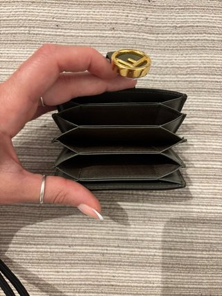 Portacarte Fendi Verde con logo Oro