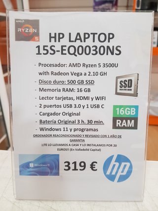 HP Laptop 15S-EQ0030NS