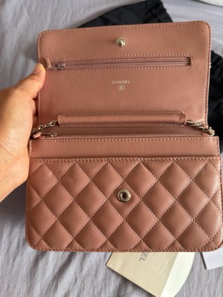 Bolso de hombro WOC rosa empolvado
