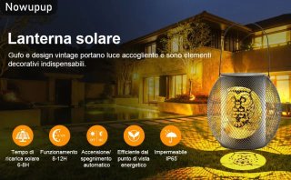 2 Lanterne Solari Esterno con GUFO Lampada Solare