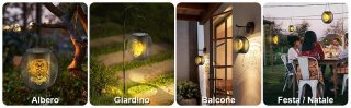 2 Lanterne Solari Esterno con GUFO Lampada Solare