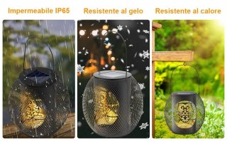 2 Lanterne Solari Esterno con GUFO Lampada Solare